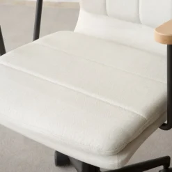 Banak Aiko Chaise de bureau rembourrée beige avec accoudoirs et roulettes
