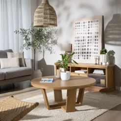 Banak Amaia Table basse ronde en bois massif de manguier