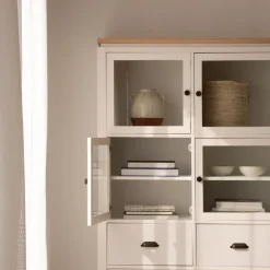 Banak Avelin Vitrine en bois blanc et naturel
