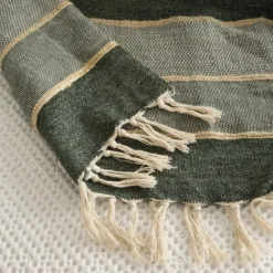 Banak Bandol Plaid en coton vert naturel 130x170 cm