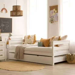 Enfant Banak Bemy Lit nid pour matelas de 90x190 laqué en blanc