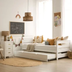 Enfant Banak Bemy Lit nid pour matelas de 90x190 laqué en blanc
