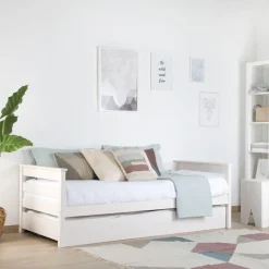 Enfant Banak Bemy Lit nid pour matelas de 90x190 laqué en blanc