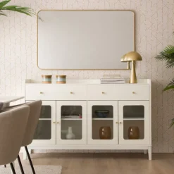 Banak Berna Vitrine en bois laqué blanc