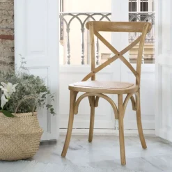 Banak Bihar Chaise en bois massif d'orme couleur naturelle