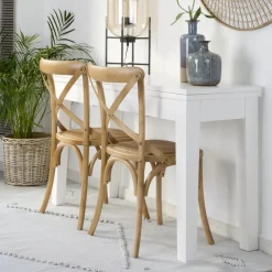 Banak Bihar Chaise en bois massif d'orme couleur naturelle