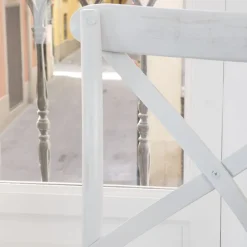 Banak Bihar Chaise en bois massif d'orme couleur blanc lavé