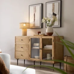 Banak Boreal Buffet en bois massif de manguier et métal