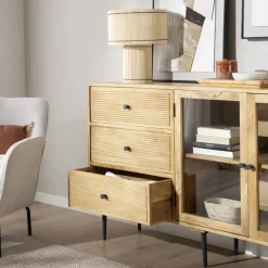 Banak Boreal Buffet en bois massif de manguier et métal