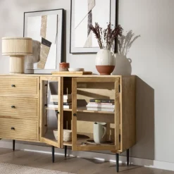 Banak Boreal Buffet en bois massif de manguier et métal