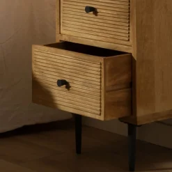 Banak Boreal Table de nuit en bois massif de manguier et métal