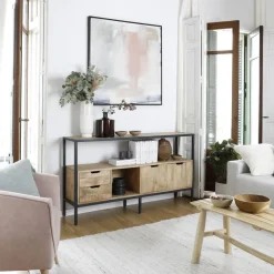 Banak Boston Buffet en bois massif de manguier et métal