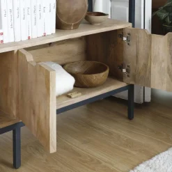 Banak Boston Buffet en bois massif de manguier et métal