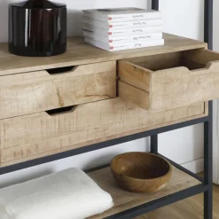 Banak Boston étagère en bois massif de manguier et métal