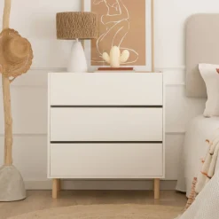 Enfant Banak Canes Commode blanc mat et naturel duna