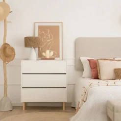 Enfant Banak Canes Commode blanc mat et naturel duna