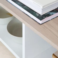 Banak Canes Meuble tv petit blanc mat et naturel duna