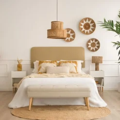 Banak Canes Table de chevet blanc mat et naturel duna