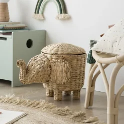 Enfant Banak Delfi Panier en forme d'éléphant en rotin naturel