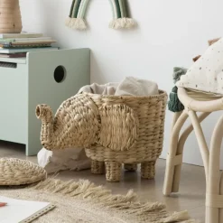 Enfant Banak Delfi Panier en forme d'éléphant en rotin naturel