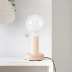 Enfant Banak Denis Lampe table naturel c&acirc;ble vert