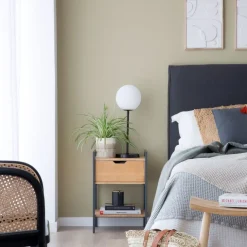 Banak Eifel Table de nuit en bois de manguier et métal