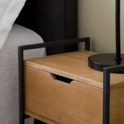 Banak Eifel Table de nuit en bois de manguier et métal