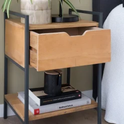 Banak Eifel Table de nuit en bois de manguier et métal