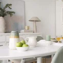 Banak Ensemble De table extensible didier et 4 chaises de salle &agrave; manger beige beirut