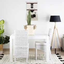 Banak Gael Table &agrave; manger rectangulaire extensible 120/170 en bois laqué blanc