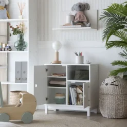 Enfant Banak Kadi Meuble enfant avec espace de rangement laqué en blanc