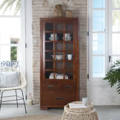 Banak Kenia Vitrine individuelle en bois de couleur teck