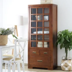 Banak Kenia Vitrine individuelle en bois de couleur teck