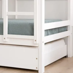 Enfant Banak Kivu Lit avec lit gigogne laqué blanc pour matelas 90x190