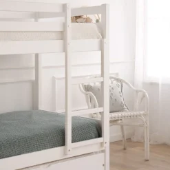 Enfant Banak Kivu Lit avec lit gigogne laqué blanc pour matelas 90x190