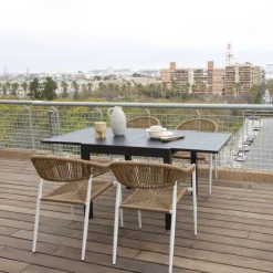 Banak Kunes Table de jardin extensible carrée 90/180 en aluminium