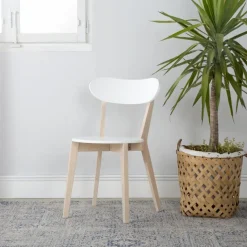 Banak Lavia Silla de madera blanca y natural