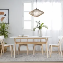 Banak Lavia Silla de madera blanca y natural