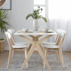 Banak Lavia Silla de madera blanca y natural