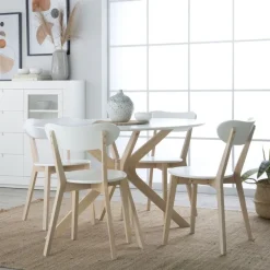 Banak Lavia Silla de madera blanca y natural