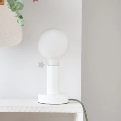 Enfant Banak Lille Lampe de table blanche-c&acirc;ble vert