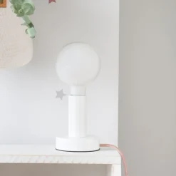 Enfant Banak Lille Lampe de table blanche-c&acirc;ble rose
