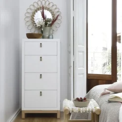 Enfant Banak Milos Commode en bois blanc et naturel