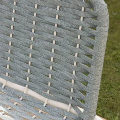 Banak Mink Tabouret de jardin en corde tourmaline et aluminium blanc