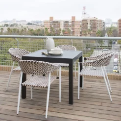 Banak Narvik Chaise de jardin en rotin synthétique multicolore et aluminium blanc