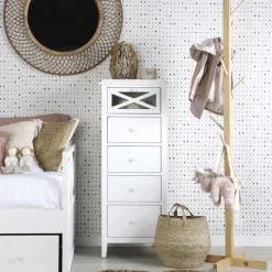 Enfant Banak Niza Commode en bois laqué blanc