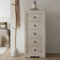 Banak Oblak Commode en bois massif blanc shabby