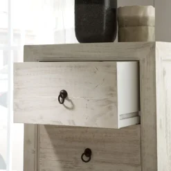 Banak Oblak Commode en bois massif blanc shabby