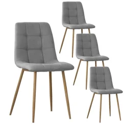 Banak Pack 4 chaises basilea rembourrée gris