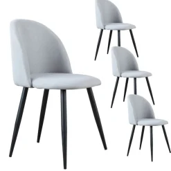 Banak Pack 4 chaises curie rembourrée gris